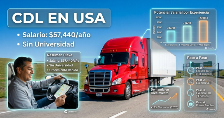 Camionero latino con CDL Class A manejando en USA